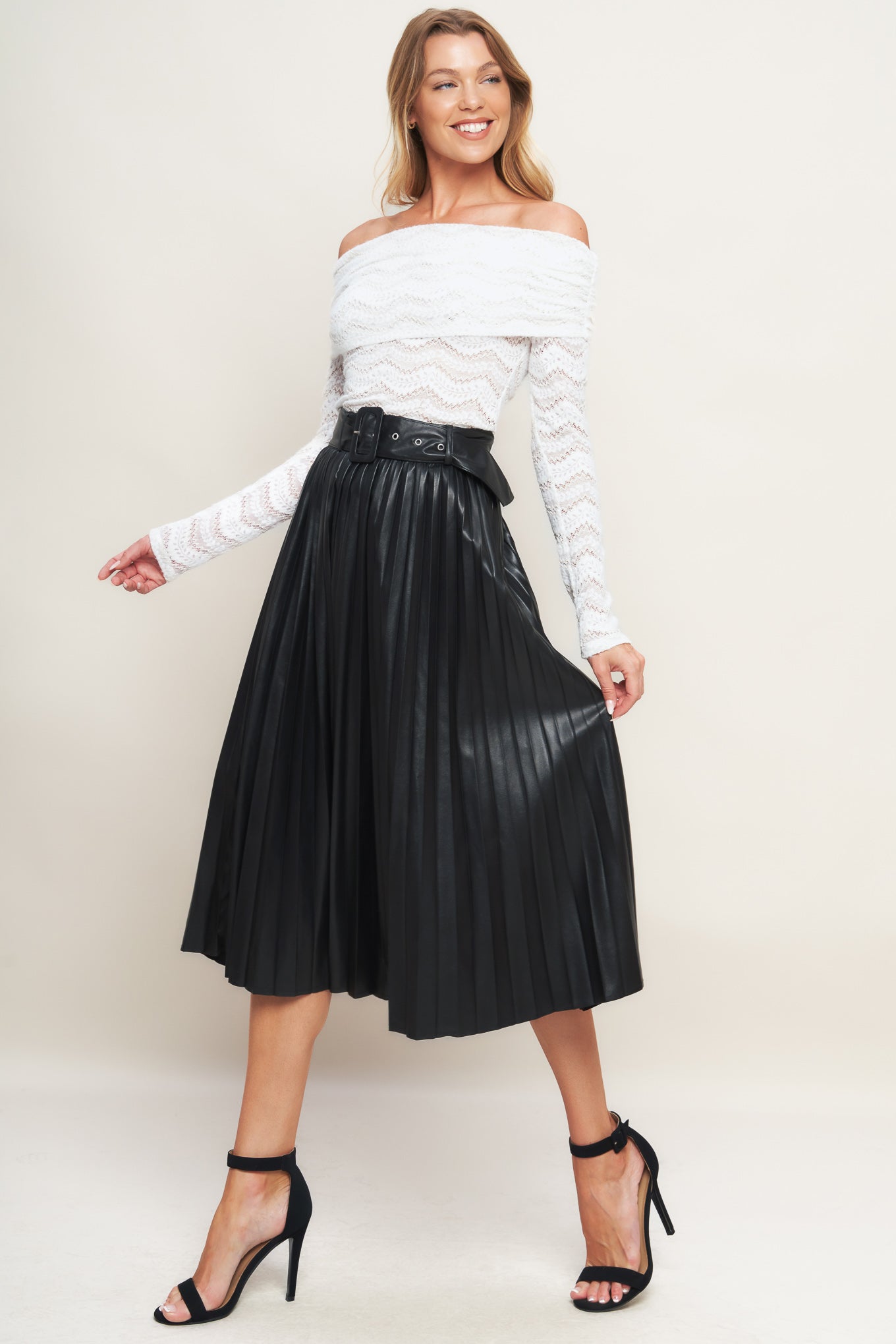 YOU FILL MY LIFE WITH LEATHER MIDI SKIRT Flying Tomato